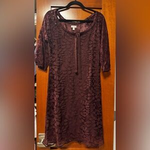 Garnet Hill Deep Wine Textured Dress